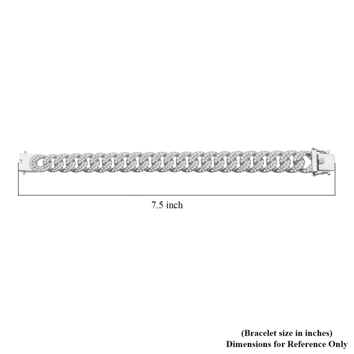 Moissanite 9.10 ctw Curb Chain Mens Bracelet in Rhodium Over Sterling Silver (7.25 In) image number 3