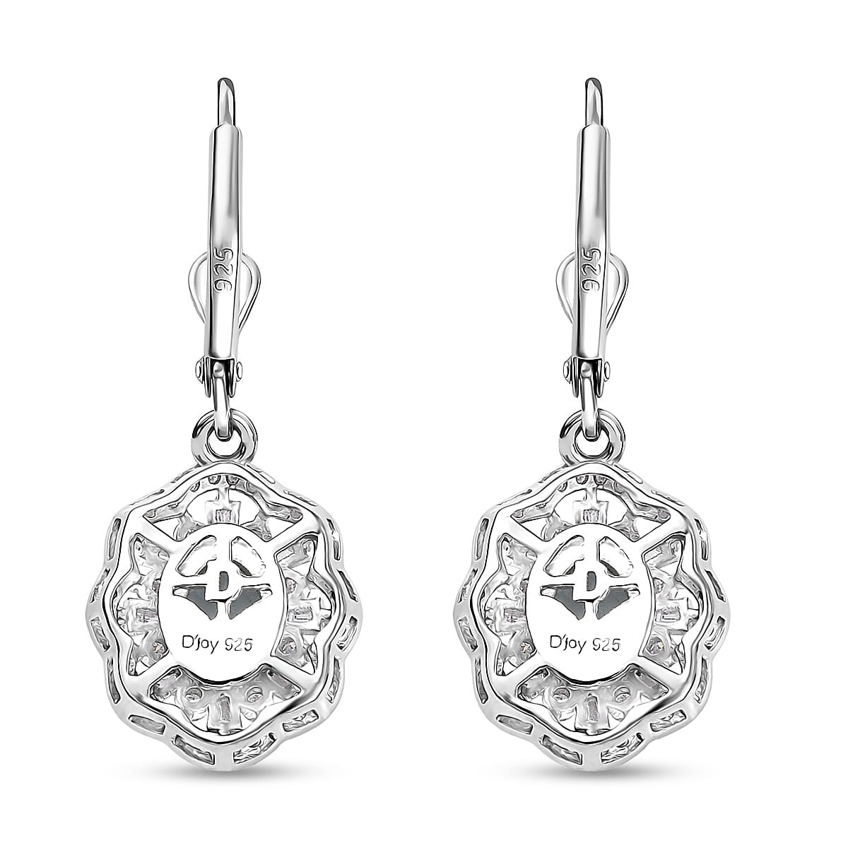 D'Joy Premium Mangoro Aquamarine and Moissanite 2.40 ctw Earrings in Rhodium Over Sterling Silver image number 4
