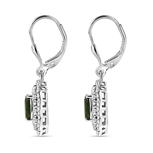 D'Joy Premium Chrome Diopside and Moissanite 2.60 ctw Blooming Floral Earrings in Rhodium Over Sterling Silver