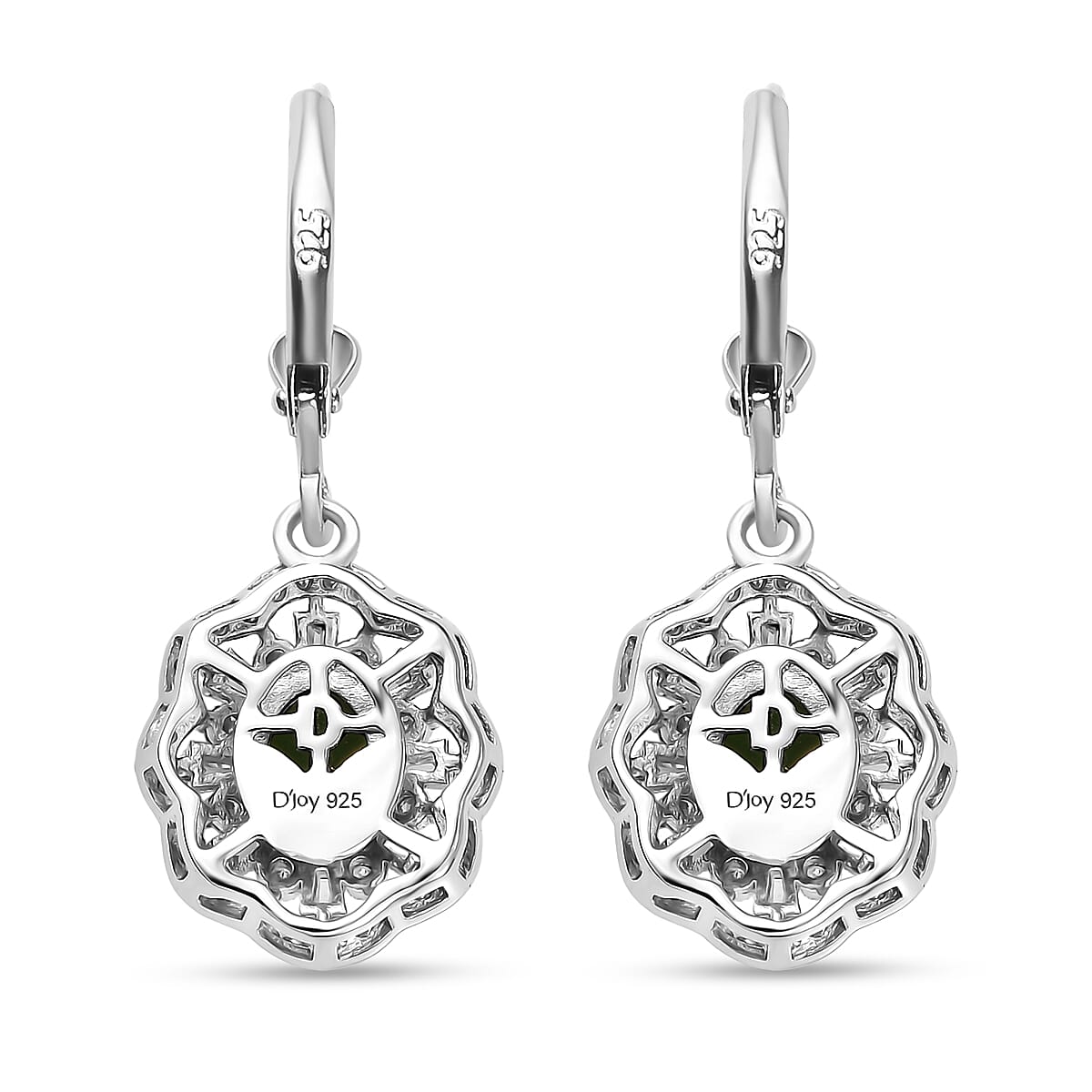 D'Joy Premium Chrome Diopside and Moissanite 2.60 ctw Earrings in Rhodium Over Sterling Silver image number 4