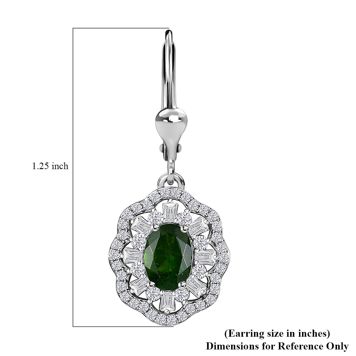 D'Joy Premium Chrome Diopside and Moissanite 2.60 ctw Earrings in Rhodium Over Sterling Silver image number 5