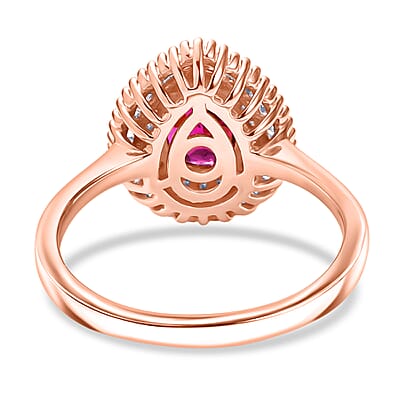 D’Joy AAA Radiant Ember Garnet and Diamond 1.60 ctw Eternal Flame Ring in 18K Vermeil Rose Gold Over Sterling Silver (Size 10.0)