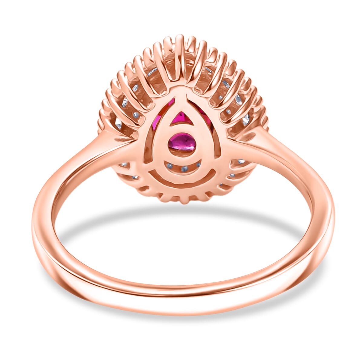 D'Joy AAA Radiant Ember Garnet and Diamond 1.65 ctw Sunburst Ring in 18K Vermeil Rose Gold Over Sterling Silver (Size 10.0) image number 4