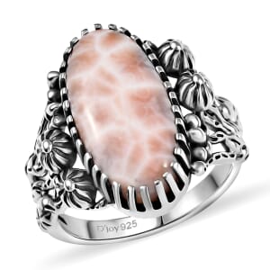 D'Joy Artisan Crafted Pink Natrolite 7.60 ctw Ring in Sterling Silver (Size 10.0)