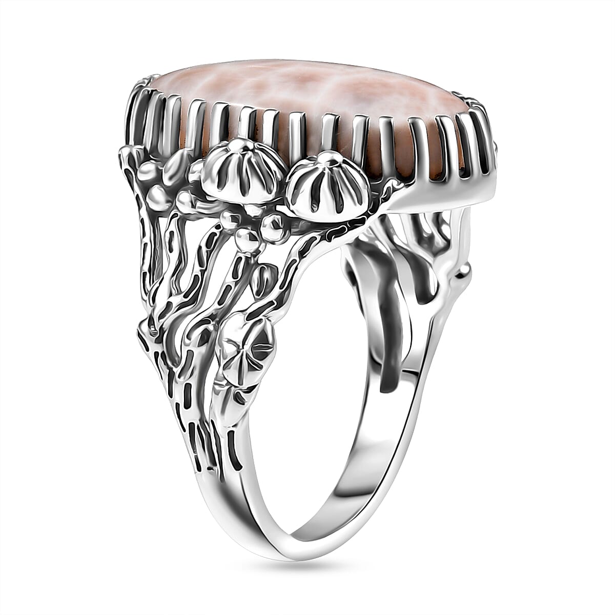 D'Joy Artisan Crafted Pink Natrolite 7.60 ctw Ring in Sterling Silver (Size 8.0) image number 3