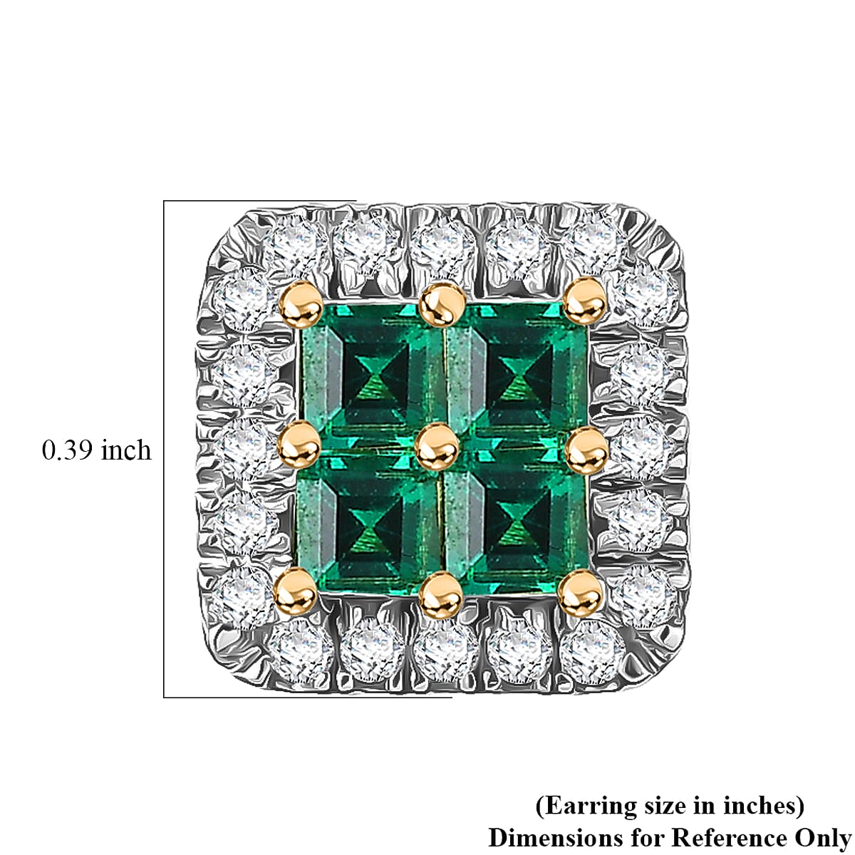 Premium Kagem Zambian Emerald and Luxuriant Lab Grown Diamond I1 1.00 ctw Earrings in 18K Vermeil Yellow Gold Over Sterling Silver