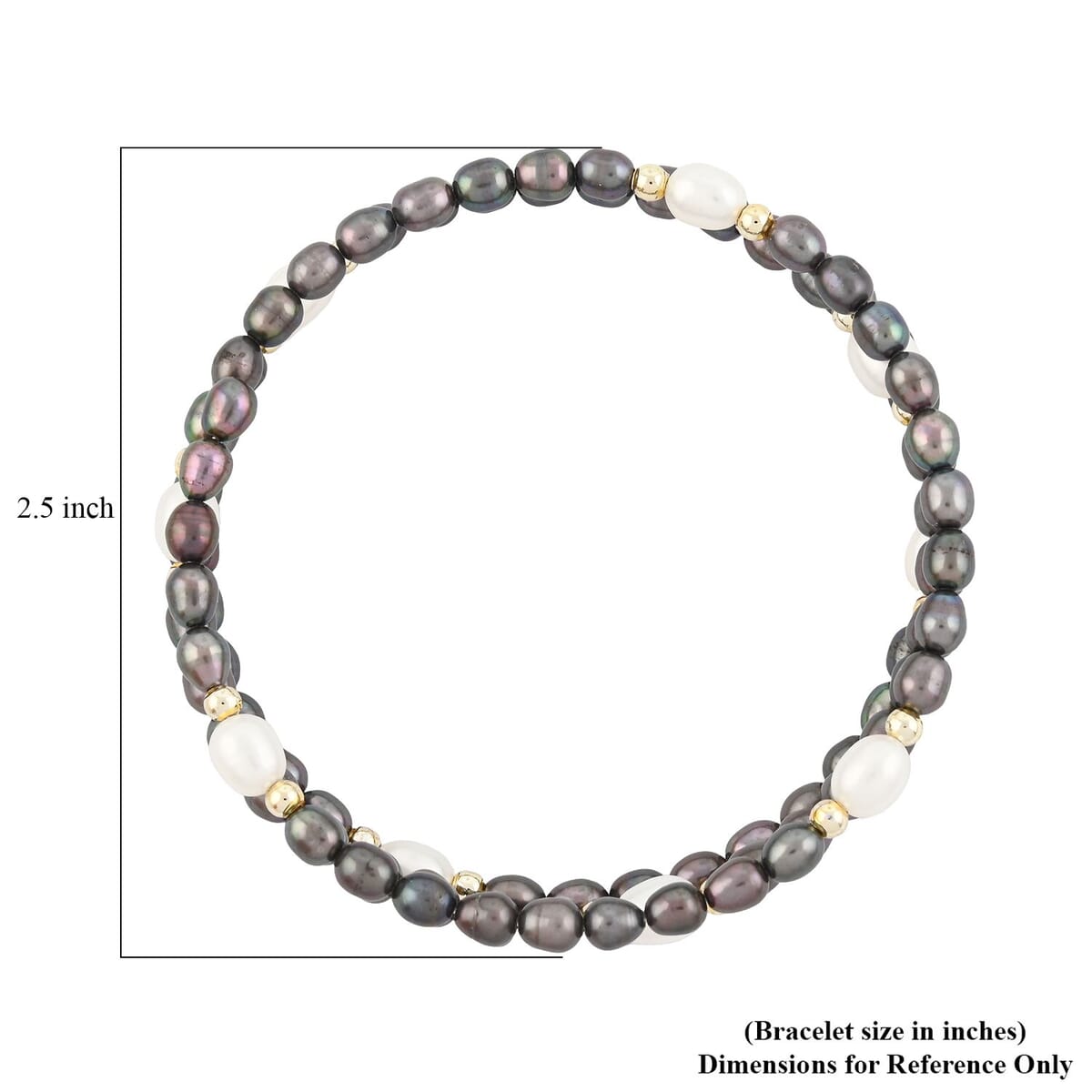 Black & White Freshwater Pearl (D) Memory Wire Bracelet (7 In) image number 3