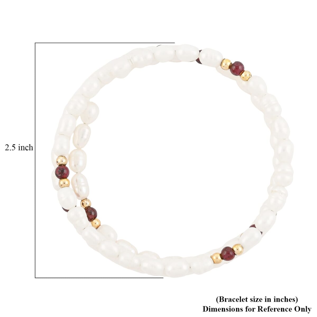 White Freshwater Pearls with Purple Quartz 7.00 ctw Beads Memory Wire Bracelet in Goldtone (7 In) image number 3