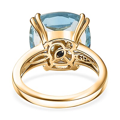GP Celestial Dream Collection Sky Blue Topaz and White Zircon 12.55 ctw Ring in 18K Vermeil Yellow Gold Over Sterling Silver (Size 10.0)