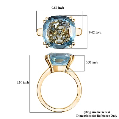 GP Celestial Dream Collection Sky Blue Topaz and White Zircon 12.55 ctw Ring in 18K Vermeil Yellow Gold Over Sterling Silver (Size 10.0)