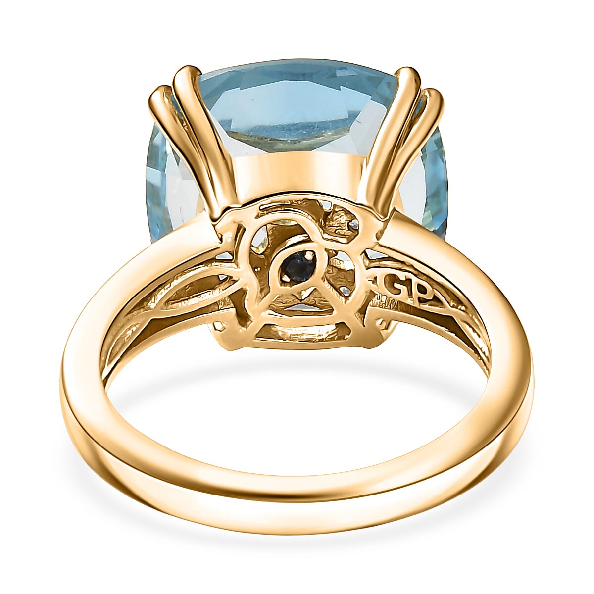 GP Celestial Dream Collection Sky Blue Topaz and White Zircon 12.55 ctw Ring in 18K Vermeil Yellow Gold Over Sterling Silver (Size 9.0) image number 5