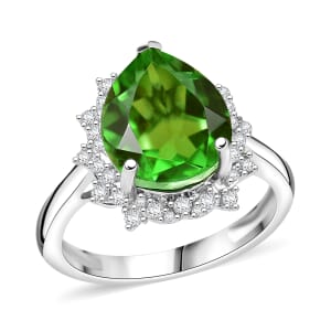 D’Joy Chartreuse Quartz (Triplet) and White Zircon 5.15 ctw Forest Dew Ring in Platinum Over Sterling Silver (Size 10.0)