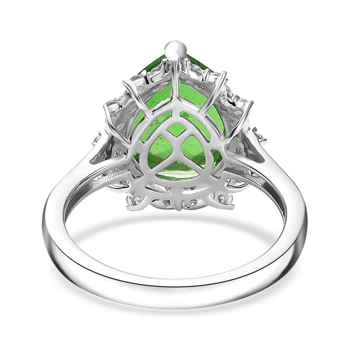 D’Joy Chartreuse Quartz (Triplet) and White Zircon 5.15 ctw Forest Dew Ring in Platinum Over Sterling Silver (Size 10.0) image number 4