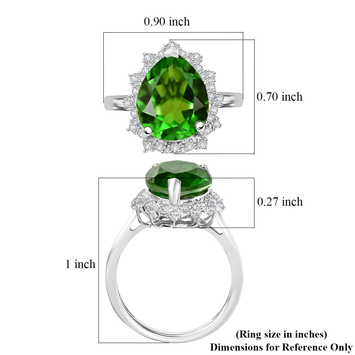 D’Joy Chartreuse Quartz (Triplet) and White Zircon 5.15 ctw Forest Dew Ring in Platinum Over Sterling Silver (Size 10.0) image number 5
