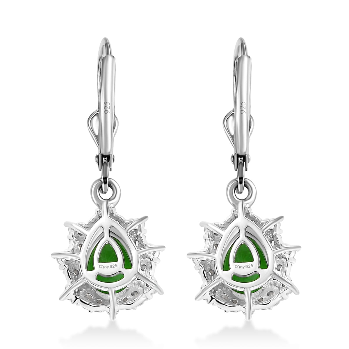 D’Joy Chartreuse Quartz (Triplet) and White Zircon 3.15 ctw Forest Dew Earrings in Platinum Over Sterling Silver image number 4