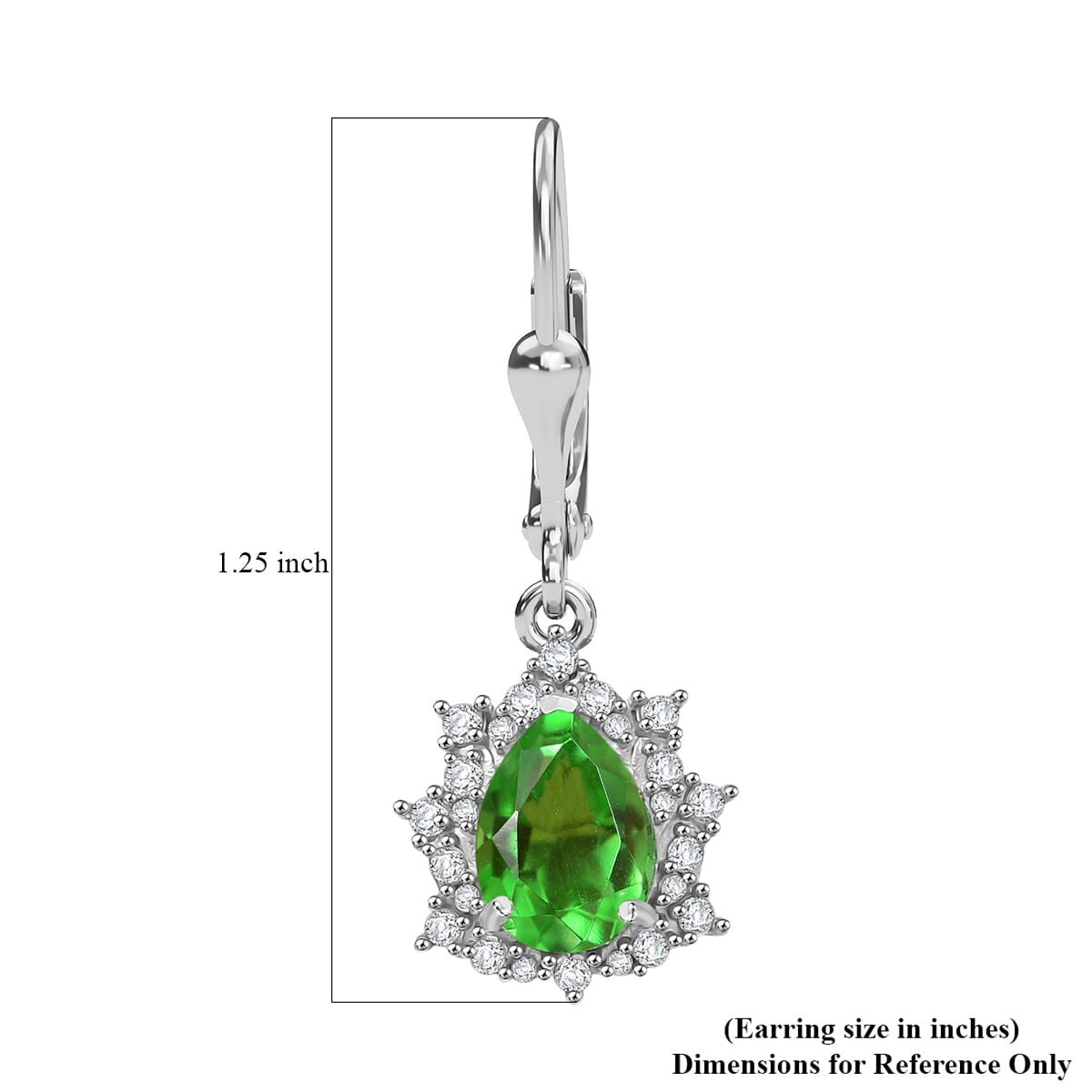 D’Joy Chartreuse Quartz (Triplet) and White Zircon 3.15 ctw Forest Dew Earrings in Platinum Over Sterling Silver image number 5