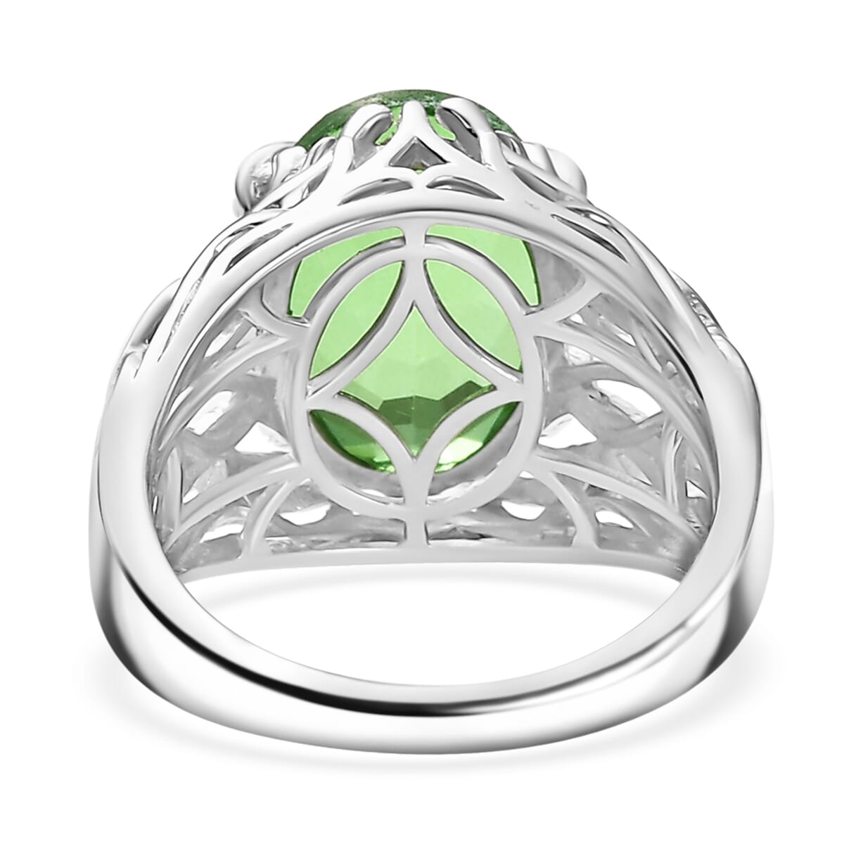 D’Joy Chartreuse Quartz (Triplet) 6.20 ctw Verdant Vines Ring in Platinum Over Sterling Silver (Size 8.0)  image number 4