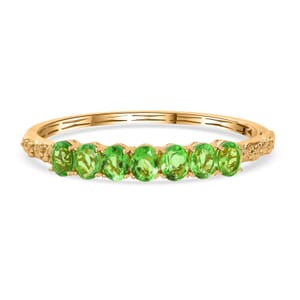 Ever True Chartreuse Quartz (Triplet) 13.50 ctw Floral Vines Bangle Bracelet in 18K YG Plated (6.50 In)