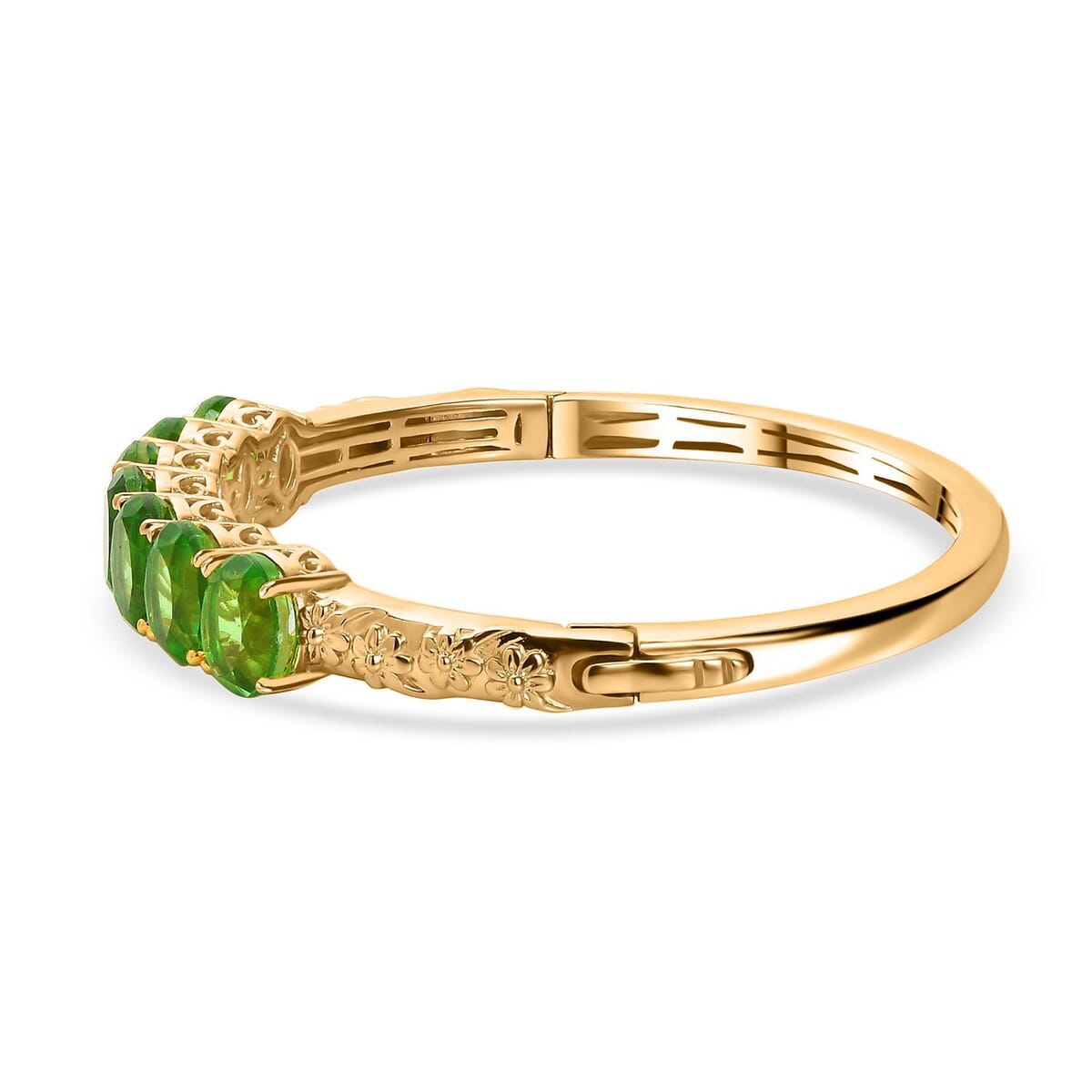 Ever True Chartreuse Quartz Floral Vines Bangle Bracelet in 18K YG Plated (6.50 In) 13.50 ctw image number 3