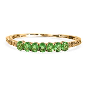 Ever True Chartreuse Quartz (Triplet) 13.50 ctw Floral Vines Bangle Bracelet in 18K YG Plated (7.25 In)