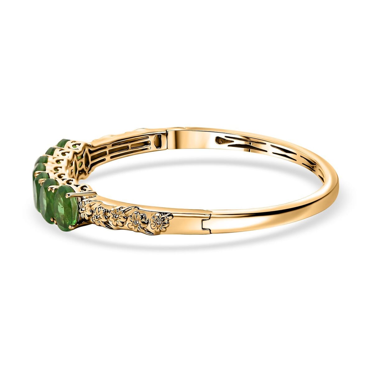 Ever True Chartreuse Quartz (Triplet) 13.50 ctw Floral Vines Bangle Bracelet in 18K YG Plated (7.25 In) image number 3