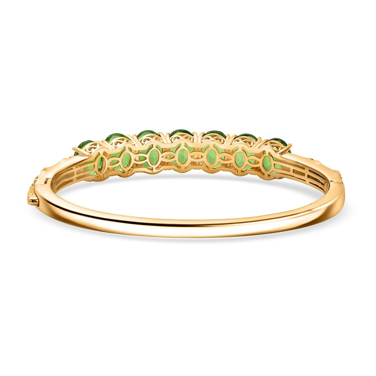 Ever True Chartreuse Quartz (Triplet) 13.50 ctw Floral Vines Bangle Bracelet in 18K YG Plated (8.00 In) image number 4