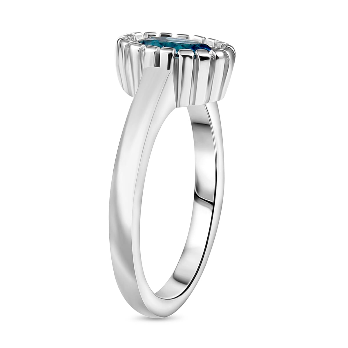 Cambodian Blue Zircon 2.00 ctw Ring in Rhodium Over Sterling Silver (Size 6.5)