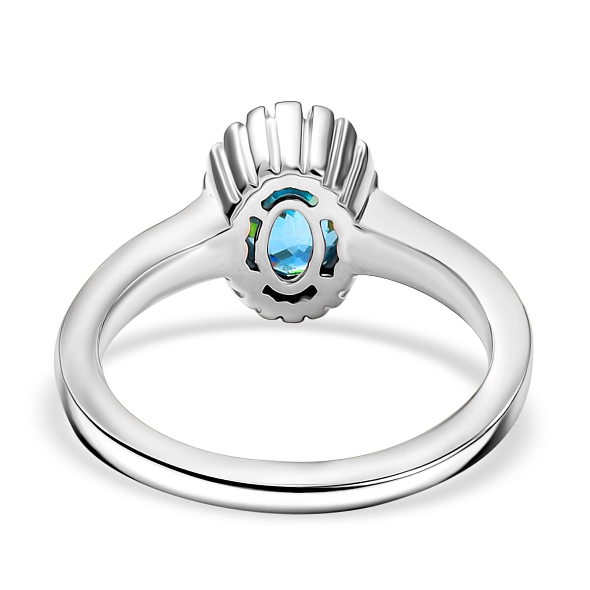 Cambodian Blue Zircon 2.00 ctw Ring in Rhodium Over Sterling Silver (Size 6.5)