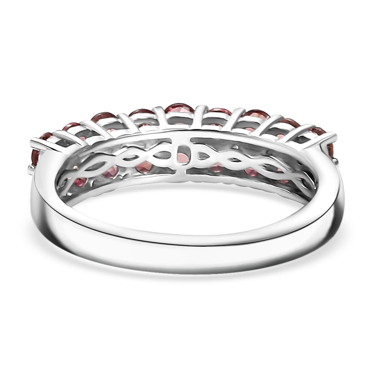 D'Joy Premium Ouro Fino Rubellite and White Zircon 1.50 ctw Ring in Rhodium Over Sterling Silver (Size 10.0) image number 4