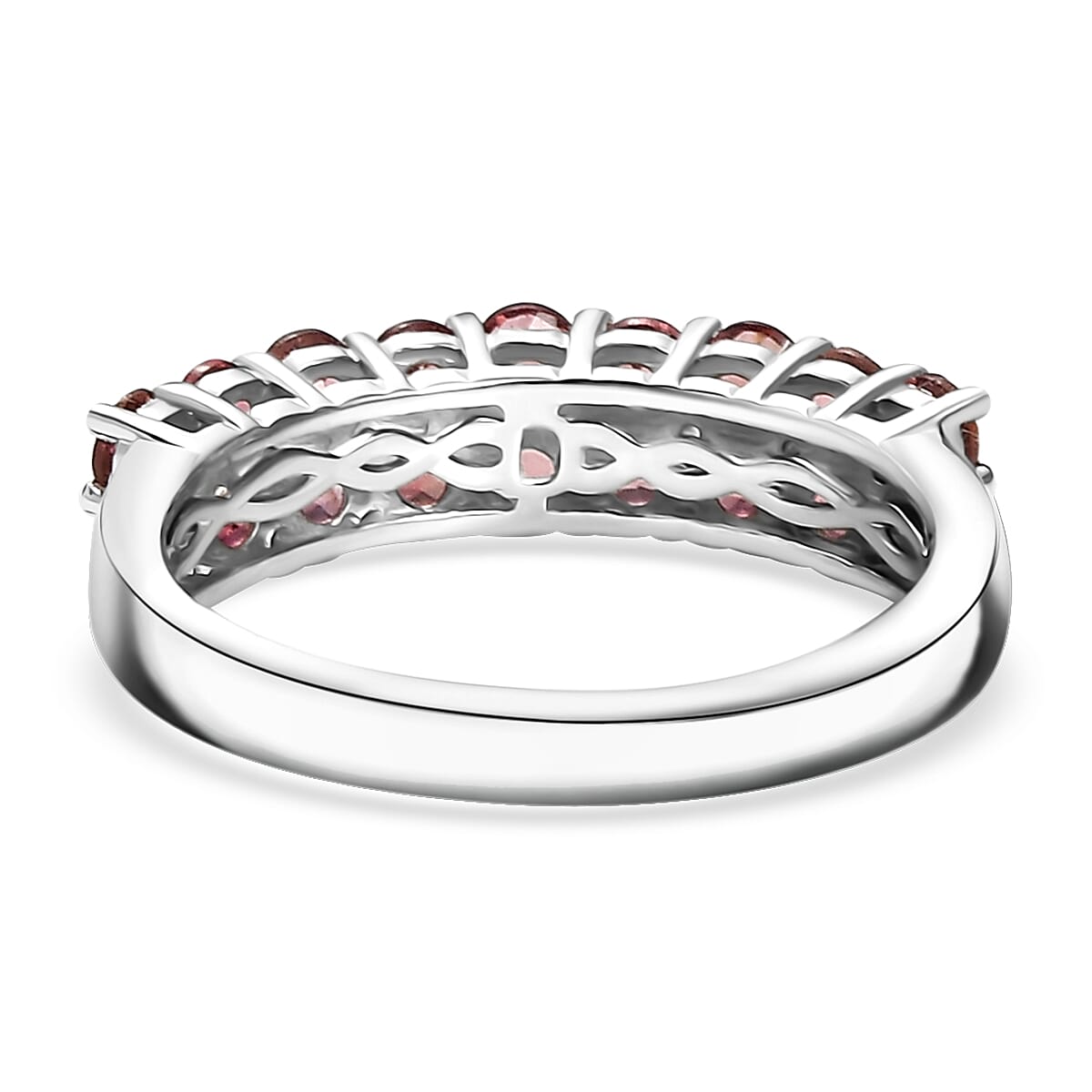 D'Joy Premium Ouro Fino Rubellite and White Zircon 1.50 ctw Ring in Rhodium Over Sterling Silver (Size 5.0) image number 4