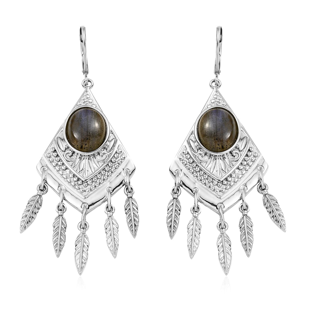 EverTrue Malagasy Labradorite 9.65 ctw Earrings in Stainless Steel image number 0