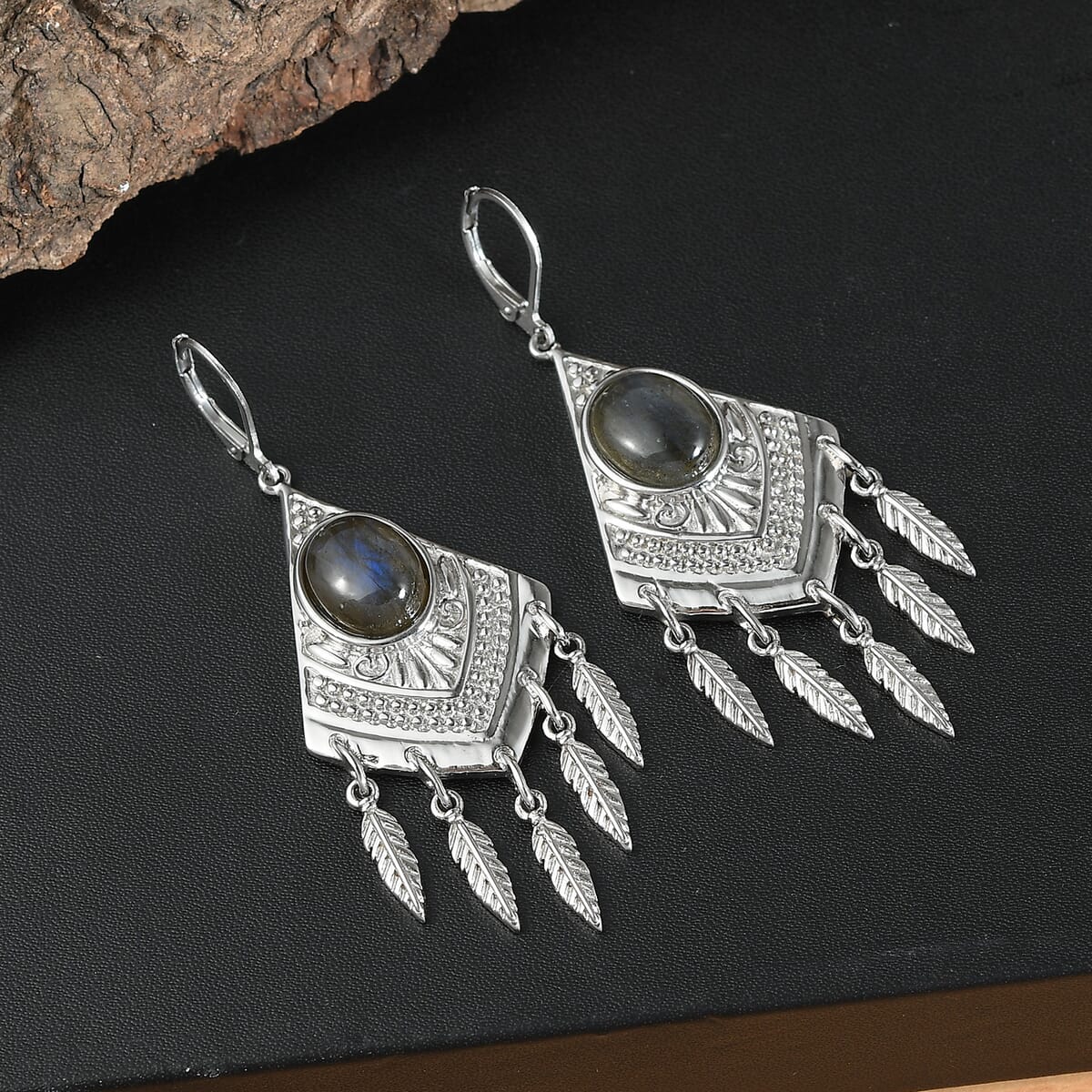 EverTrue Malagasy Labradorite 9.65 ctw Earrings in Stainless Steel image number 1