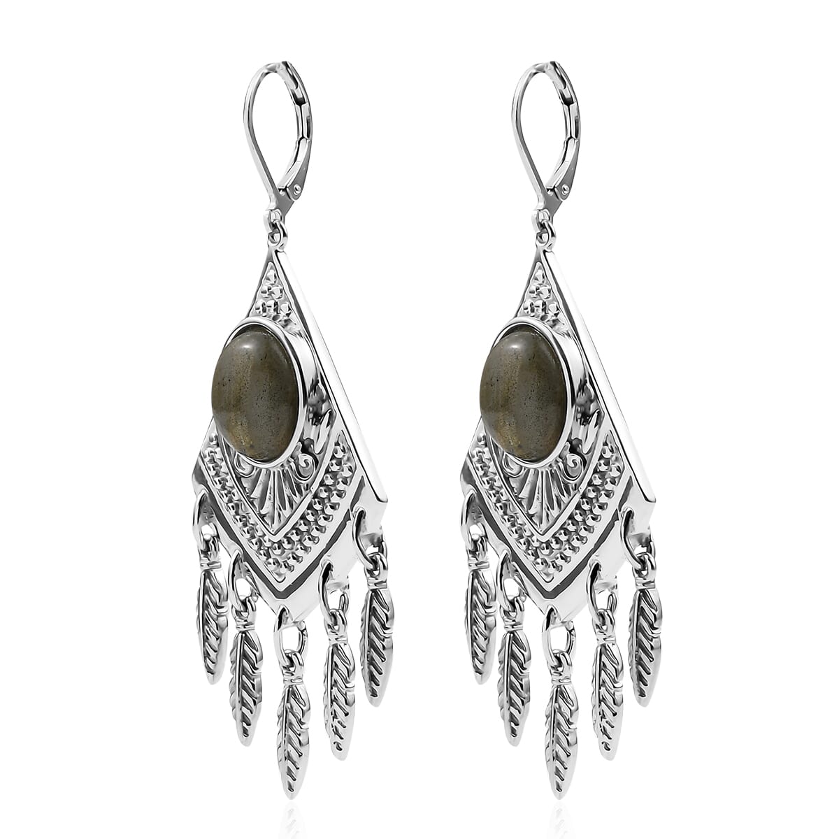 EverTrue Malagasy Labradorite 9.65 ctw Earrings in Stainless Steel image number 3