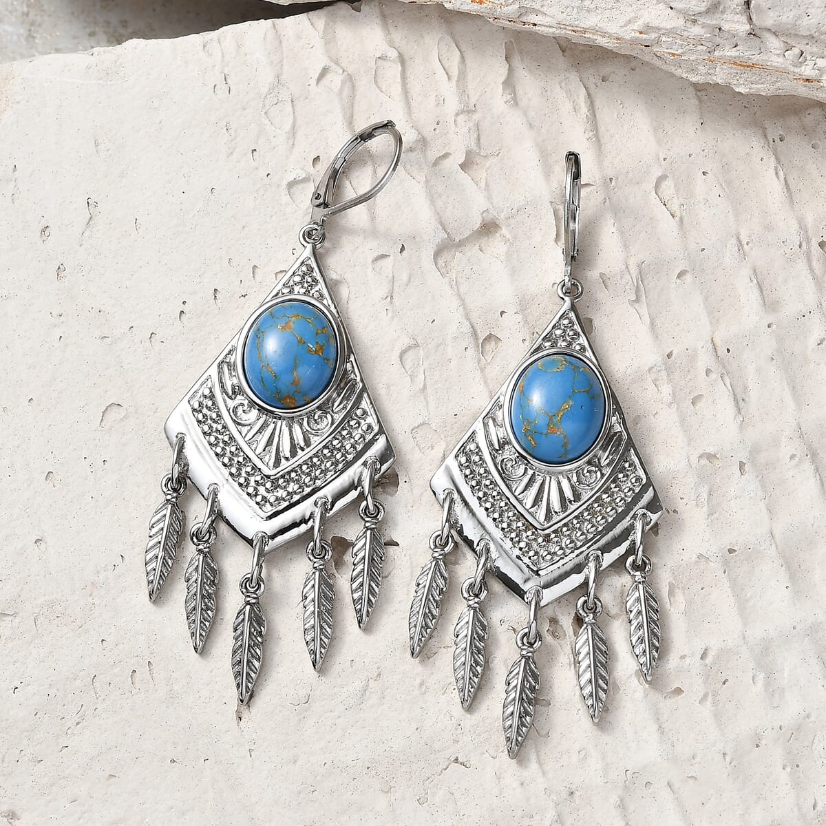 EverTrue Mojave Blue Turquoise 8.30 ctw Earrings in Stainless Steel  image number 1