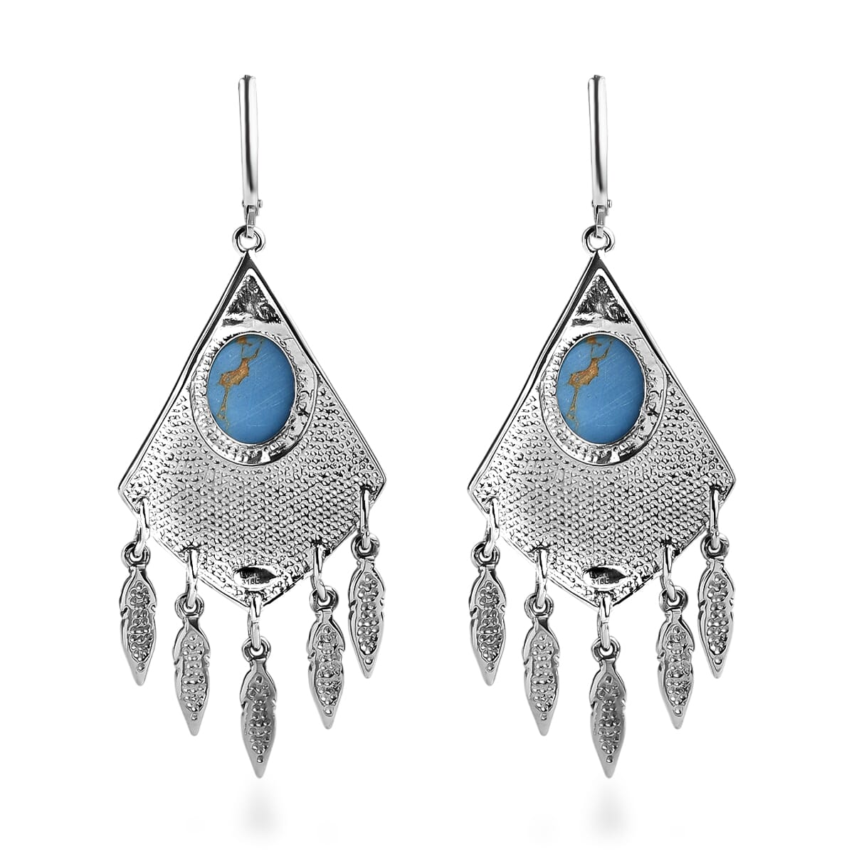 EverTrue Mojave Blue Turquoise 8.30 ctw Earrings in Stainless Steel  image number 3
