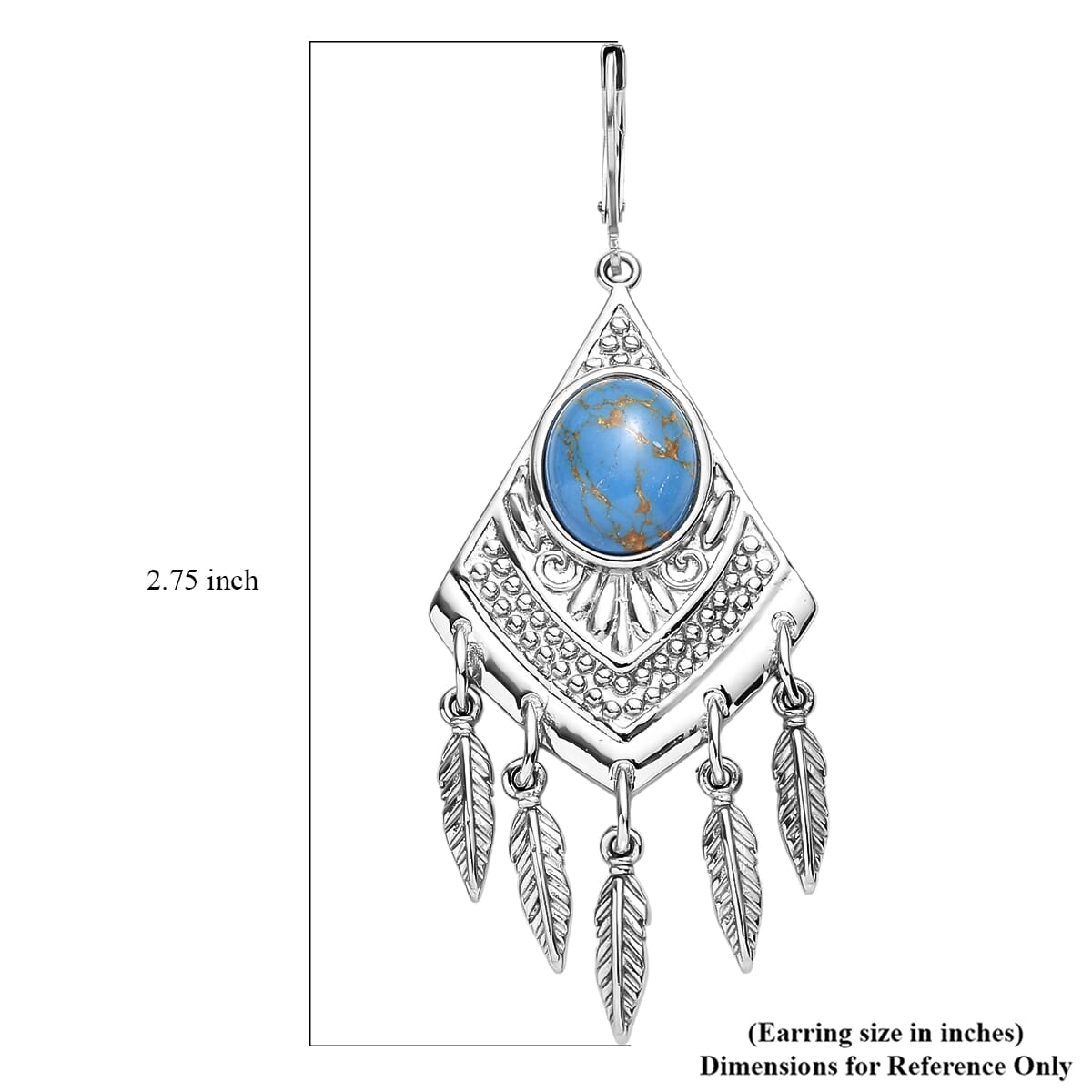 EverTrue Mojave Blue Turquoise 8.30 ctw Earrings in Stainless Steel  image number 4