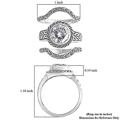 D'Joy Bali Legacy Moissanite Tulang Naga Texture Ring in Sterling Silver 3.50 ctw (Size 6.0)
