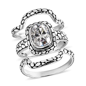 D'Joy Bali Legacy Moissanite Pebble Texture Ring in Sterling Silver 2.90 ctw (Size 6.0)
