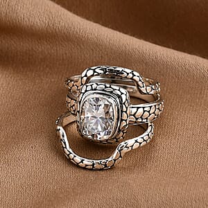 D'Joy Bali Legacy Moissanite Pebble Texture Ring in Sterling Silver 2.90 ctw (Size 6.0)