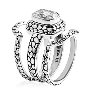 D'Joy Bali Legacy Moissanite Pebble Texture Ring in Sterling Silver 2.90 ctw (Size 6.0)