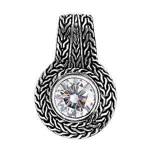 D'Joy Bali Legacy Moissanite Tulang Naga Texture Pendant without Chain in Sterling Silver 3.50 ctw