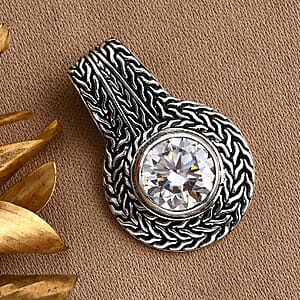 D'Joy Bali Legacy Moissanite Tulang Naga Texture Pendant without Chain in Sterling Silver 3.50 ctw