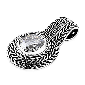 D'Joy Bali Legacy Moissanite Tulang Naga Texture Pendant without Chain in Sterling Silver 3.50 ctw