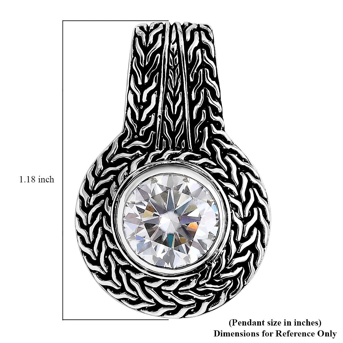 D'Joy Bali Legacy Moissanite Tulang Naga Texture Pendant without Chain in Sterling Silver 3.50 ctw image number 5