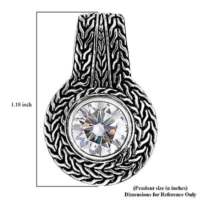 D'Joy Bali Legacy Moissanite Tulang Naga Texture Pendant without Chain in Sterling Silver 3.50 ctw