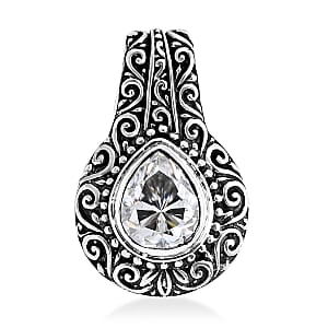 D'Joy Bali Legacy Moissanite Filigree Texture Pendant without Chain in Sterling Silver 2.50 ctw