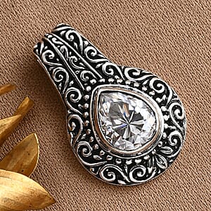 D'Joy Bali Legacy Moissanite Filigree Texture Pendant without Chain in Sterling Silver 2.50 ctw