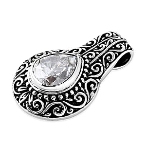 D'Joy Bali Legacy Moissanite Filigree Texture Pendant without Chain in Sterling Silver 2.50 ctw