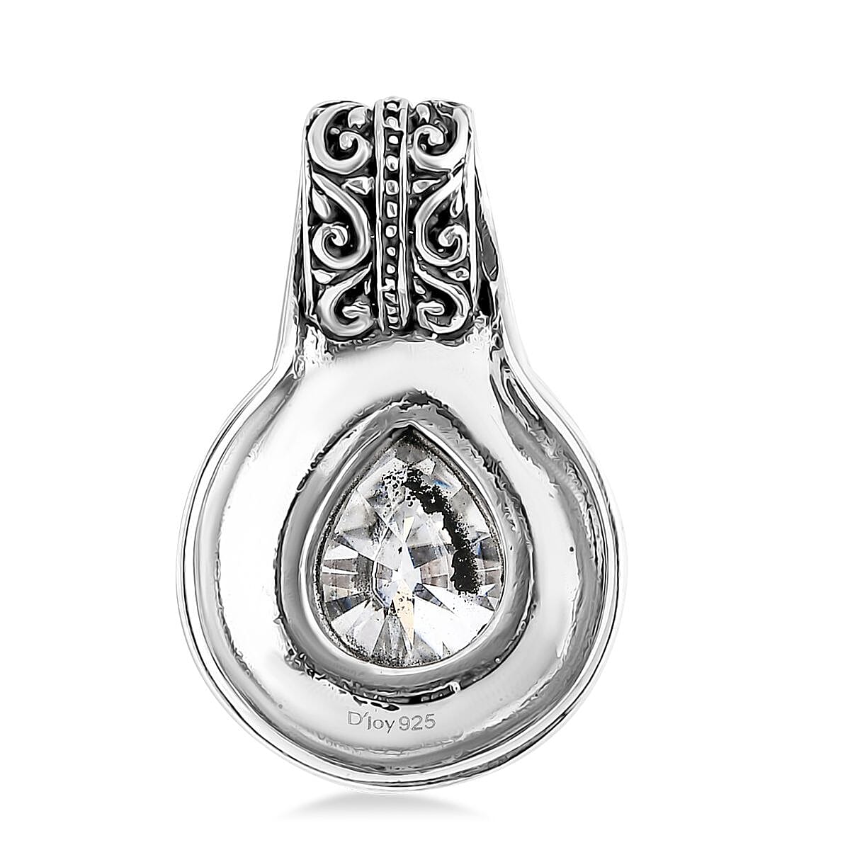 D'Joy Bali Legacy Moissanite Filigree Texture Pendant without Chain in Sterling Silver 2.50 ctw