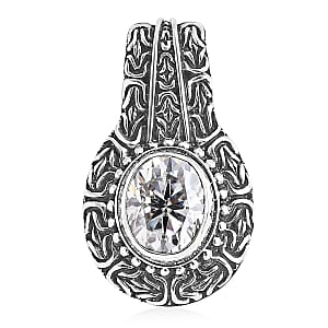 D'Joy Bali Legacy Moissanite Borobudur Texture Pendant without Chain in Sterling Silver 2.85 ctw